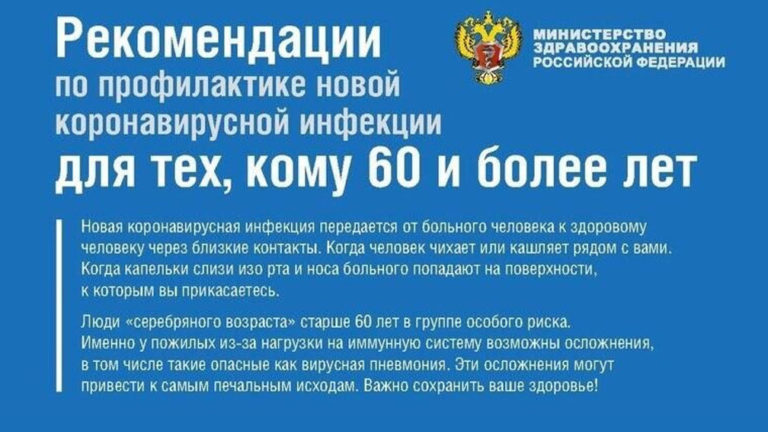 Рекомендации по профилактике новой короновирусной инфекции (60+)