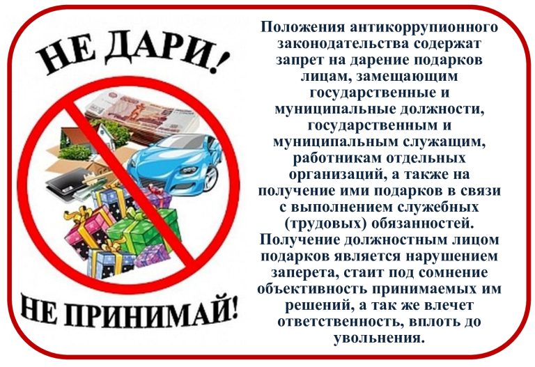 Антикоррупционный запрет на дарение и получение подарков
